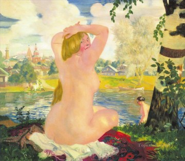 bañarse 1921 Boris Mikhailovich Kustodiev desnudo moderno Pinturas al óleo